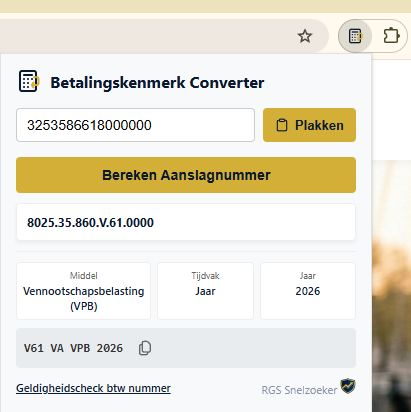 Screenshot Betalingskenmerk
