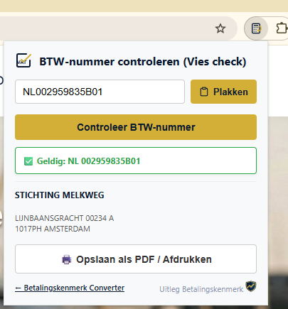 Screenshot VIES Check